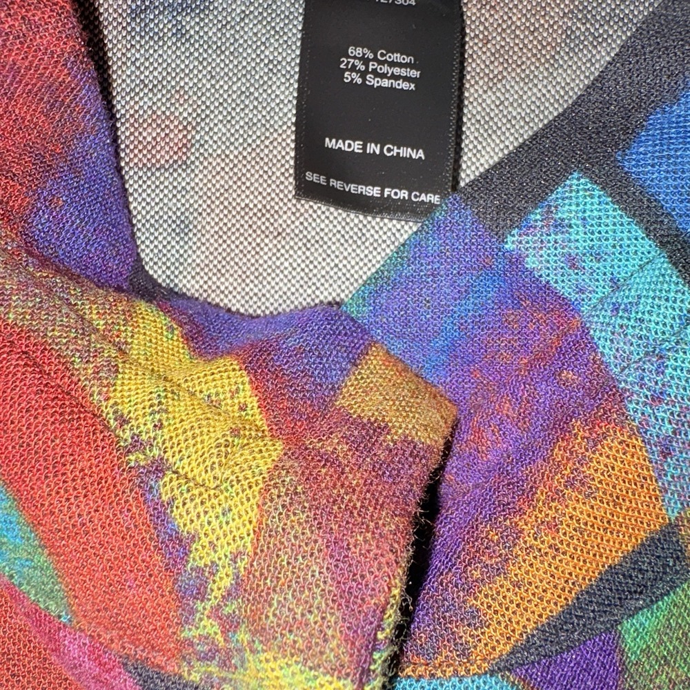Ali Miles Tunic Sz 1X Button Down Wearable Art Lagenlook Pop Art Eclectic Top - Picture 8 of 8